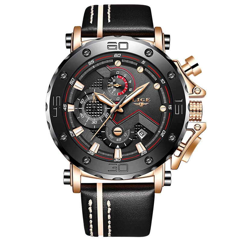 LIGE Men's Luxurious Fashion Quartz Watch Calendar Multifunction Waterproof Watch Chronograph Sport Wristwatch (image for) LIGE Men's Luxurious Fashion Quartz Watch Calendar Multifunction Waterproof Watch Chronograph Sport Wristwatch